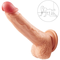  21cm Damarlı Testisli Vantuzlu Dildo