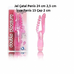  Jel Çatal  Penis Titreşimli  Çatal Jel 24 cm