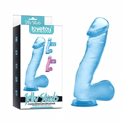  Mavi Jel Dokulu 18CM Vantuzlu Dildo Penis 