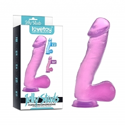  Mor Jel Dokulu 18CM Vantuzlu Dildo Penis