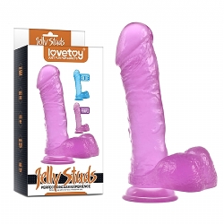  Mor Jel Dokulu 20.5 CM Vantuzlu Dildo Penis 