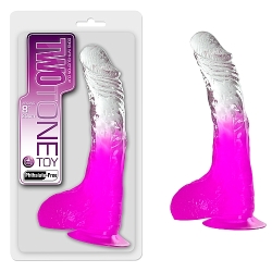  Two Tone Çift Renkli Şeffaf Dildo - Pembe