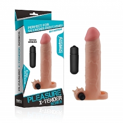  Titreşimli penis uzatıcı kılıf pilli